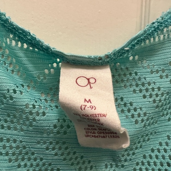 Turquoise mesh swim romper cover up - Picture 3 of 4